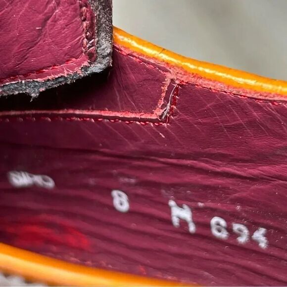 Mezlan Burgundy Orange Leather Lace Up Luxury Oxford Derby Dress Shoe Men Size 8 - Picture 11 of 11